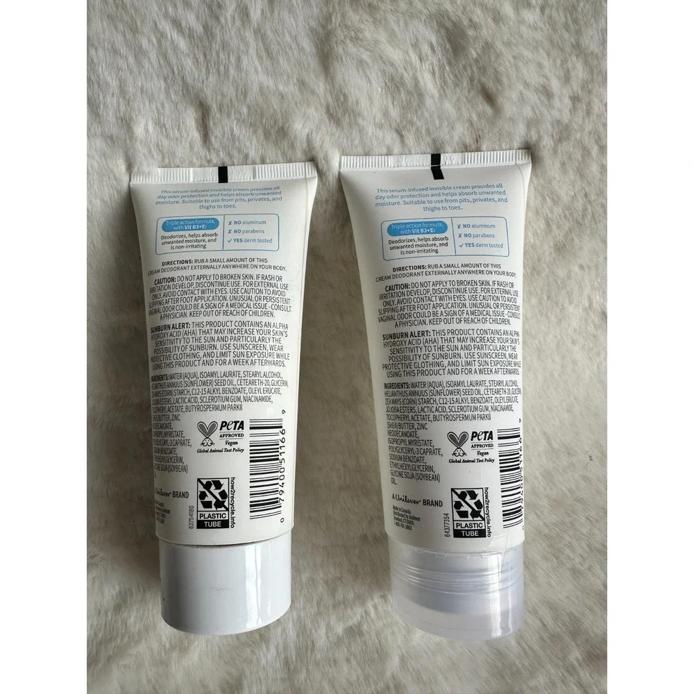 Dove Whole‎ Body Deodorant Cream Aluminum Free Hypoallergenic Unscented, 2.5oz